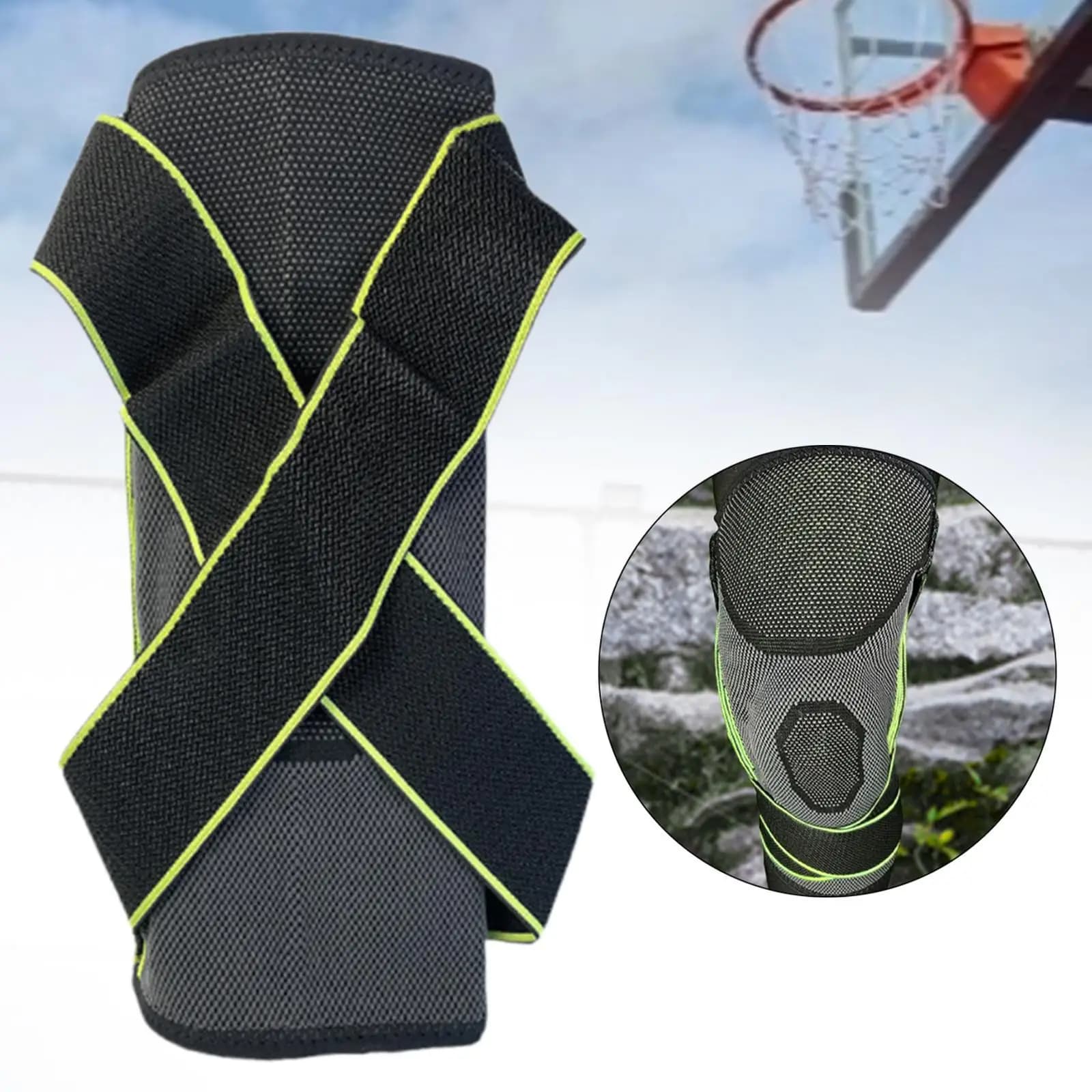 Supporto per ginocchio, attrezzatura avvolgente, ginocchiera, imbottitura in silicone, manica di compressione per calcio, ciclismo, danza, alpinismo