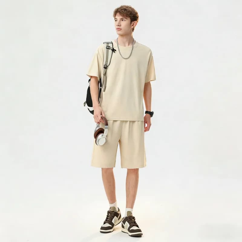 Completo Set T-shirt Uomo 2026 - Nuovo Completo Estivo da Uomo in Seta Ghiaccio - Completo Sportivo 2 Pezzi da Uomo