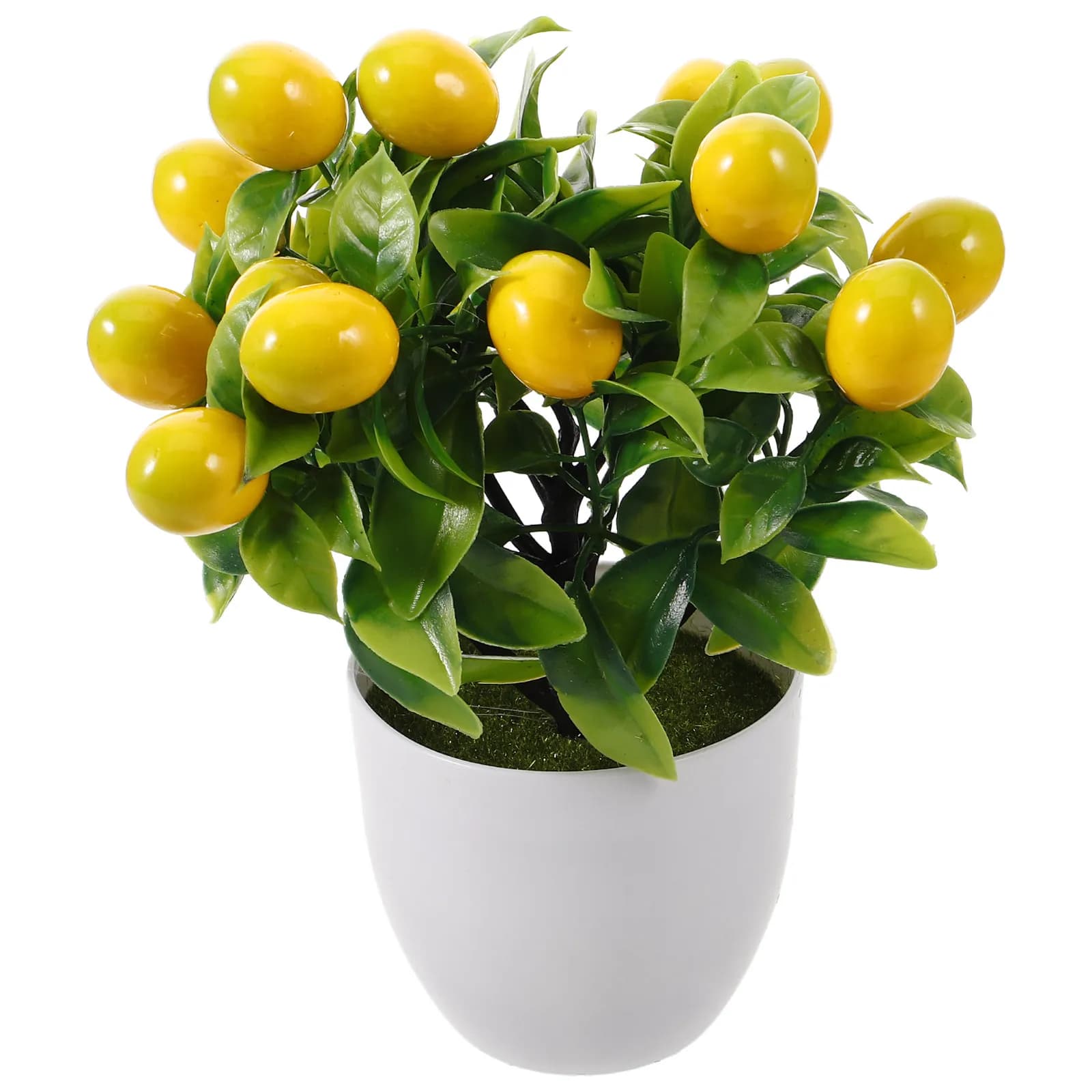 Artificial Lemon Tree in Miniature, Desk Decorative Bonsai, Realistic Fake Tree in Vase, Artificial Plant for Home and Office