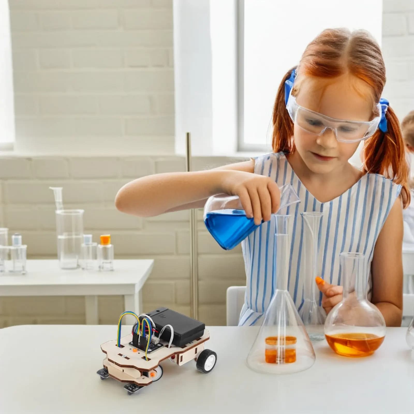 1Set Stem Car Building Kit for Kids DIY Smart Tracking Vehicle Educational Science Experiment Kit Engineering Mathematics