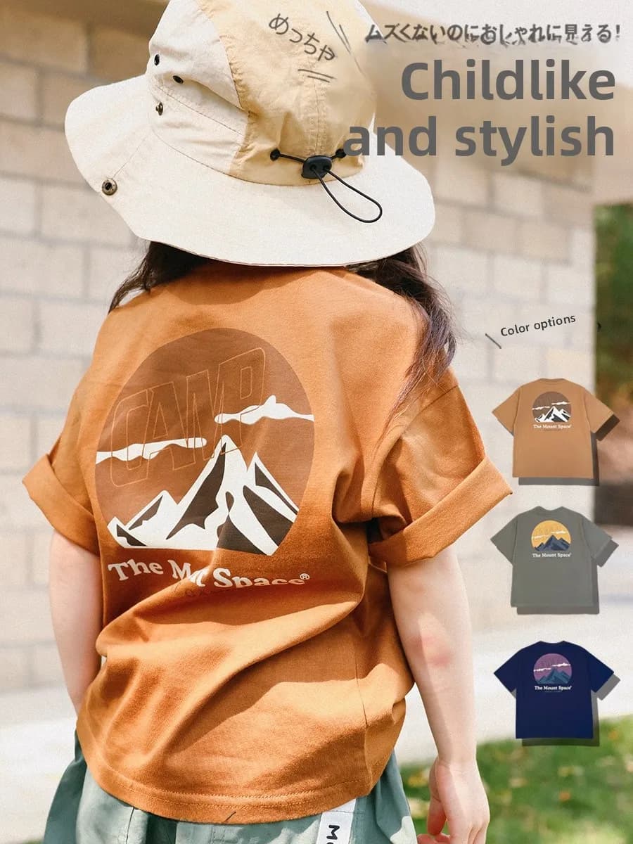Outdoor Short Sleeve T-Shirt for Girls Baby Base Shirt Half Sleeve Top Breathable Cotton Summer New Arrival Kids Clothing