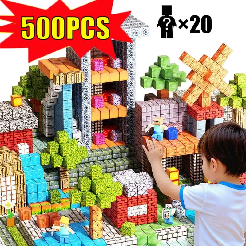 500PCS Magnetic Blocks Montessori STEM Educational sensory toys Mine World Magnetic Cube Kids Gifts Boys Girls