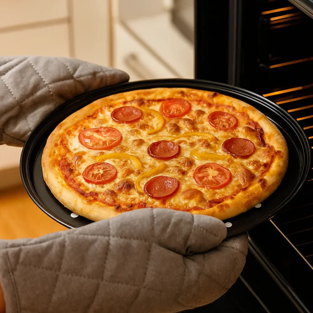 Carbon Steel Perforated Pizza Pan Set 9/10/11/12/14 Inch Non Stick Pizza Baking Tray Round Mupti Purpose Cooking Plate