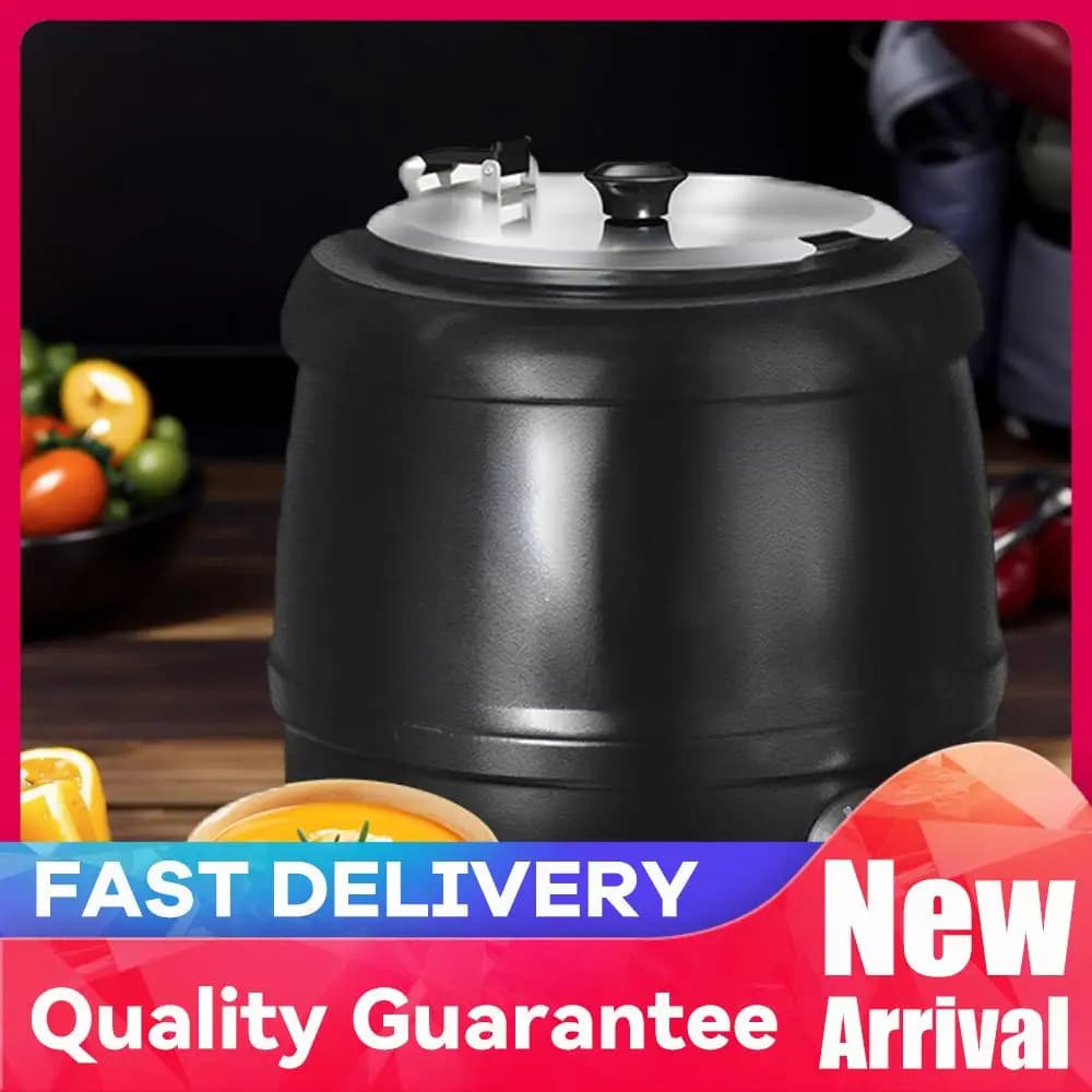 10L Electric Scaldavivande with Hinge Cover, Electric Pot for soups and stoves, Ideal for Restaurants, Festivals and Home Catering