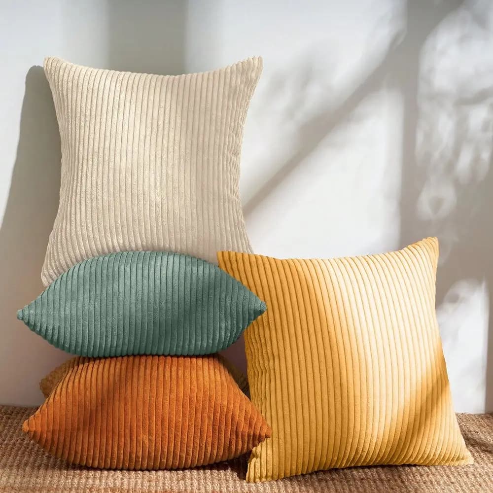 Set di 4 fodere per cuscini decorativi per divano, fodere per cuscini in velluto a coste con gradiente moderno, fodere per cuscini rustiche in stile western per letto e divano L