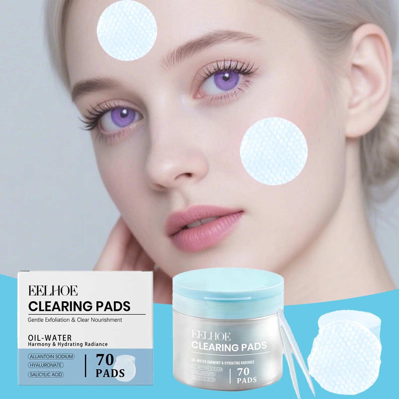Dischetti Tonici all'Acido Salicilico 70 Pieces Treatment Face Exfoliating and Hydrating Delicate exfoliation for a Lyscia Skin Daily Use