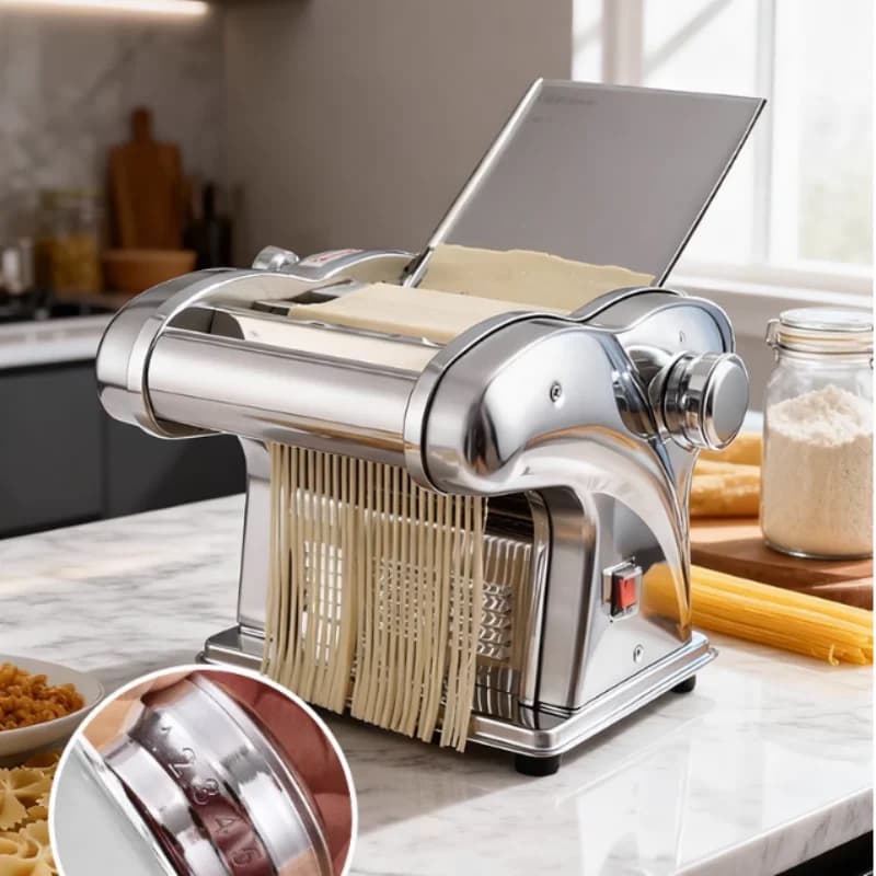 Macchina Elettrica per Sfoglie di Ravioli in Acciaio Inox con 4 Lame, Multifunzionale e Automatica per Uso Domestico