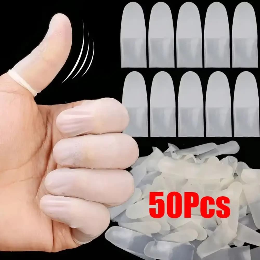 Manicotto per dita monouso durevole da 50 pezzi Manicotto di protezione per le dita antiscivolo satinato Guanti in lattice ultra sottili Lavoro all'aperto