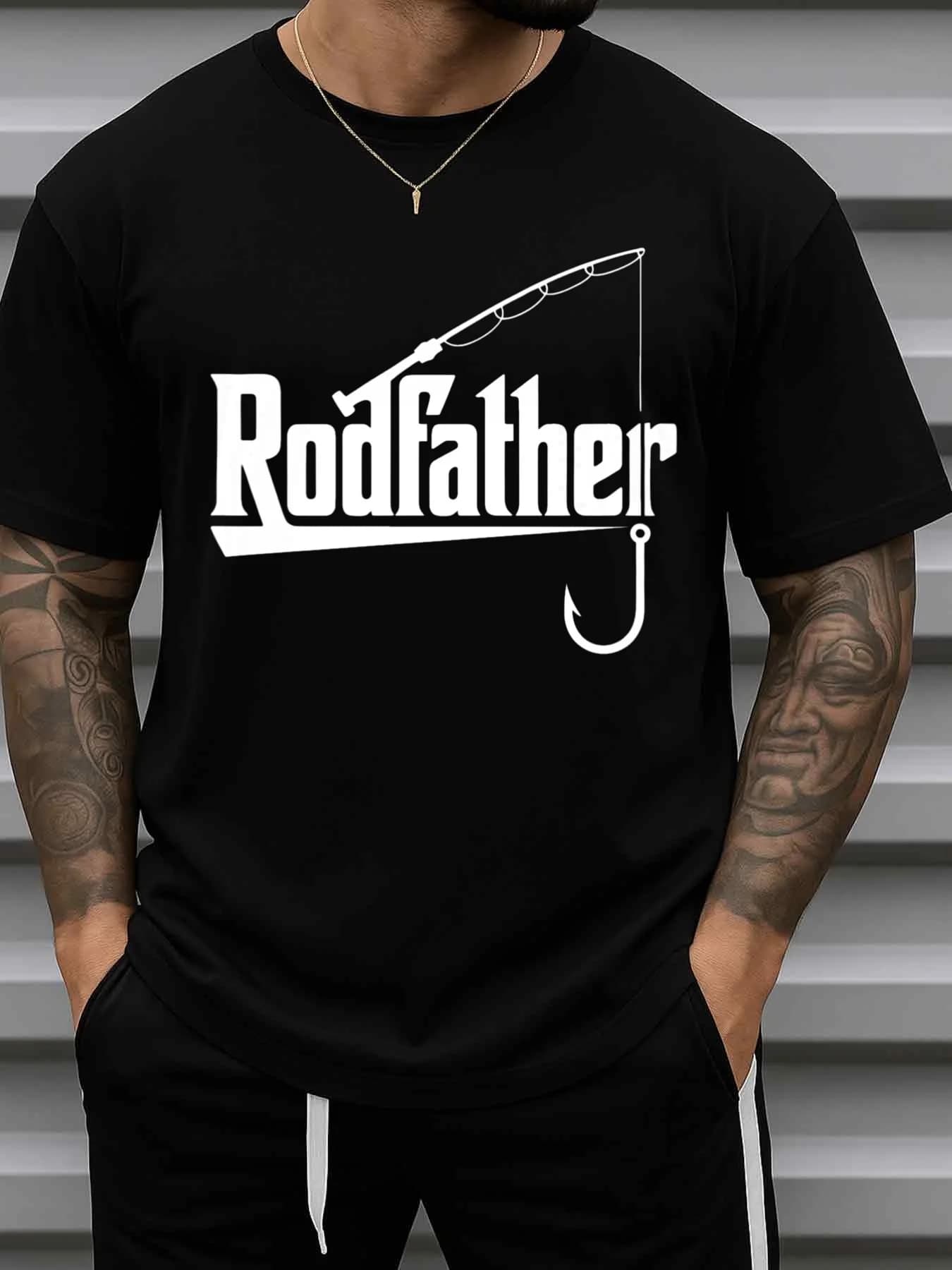 T-shirt da uomo con motivo divertente a tema pesca, il padre della pesca sportiva, design a tema pesca, tessuto pesante da 180 grammi