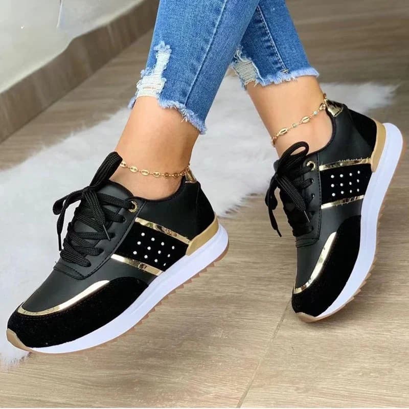 Nuove scarpe da ginnastica da donna scarpe con plateau patchwork in pelle scarpe sportive casual da donna scarpe vulcanizzate da corsa all'aperto per donna