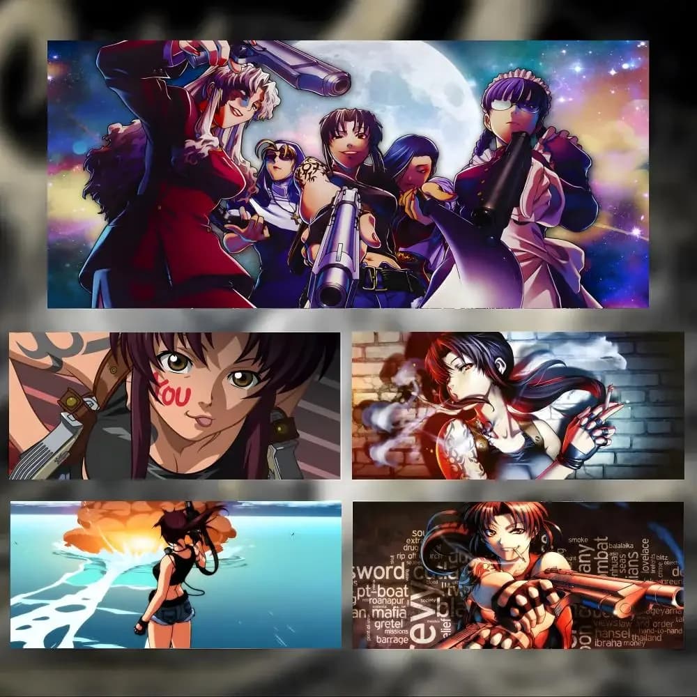 anime mature B-Black Lagoon Mouse Pad Large Thick Desk Pad Stitched Edges Gaming Mouse Mat for PC