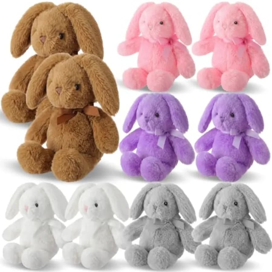 10 Pezzi Coniglietto di Pasqua in Peluche da 34 cm, Morbido Giocattolo Bianco per Bambini, Regalo Carino per Pasqua e Natale