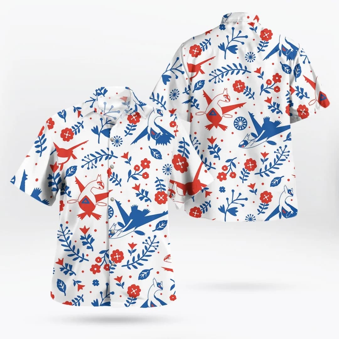 Pokemon Aloha Latias Latios Hawaiian Shirts Summer Hawaiian Shirts Men's Sports T-shirt for Spring Children's Clothing Tee Y2k Woman