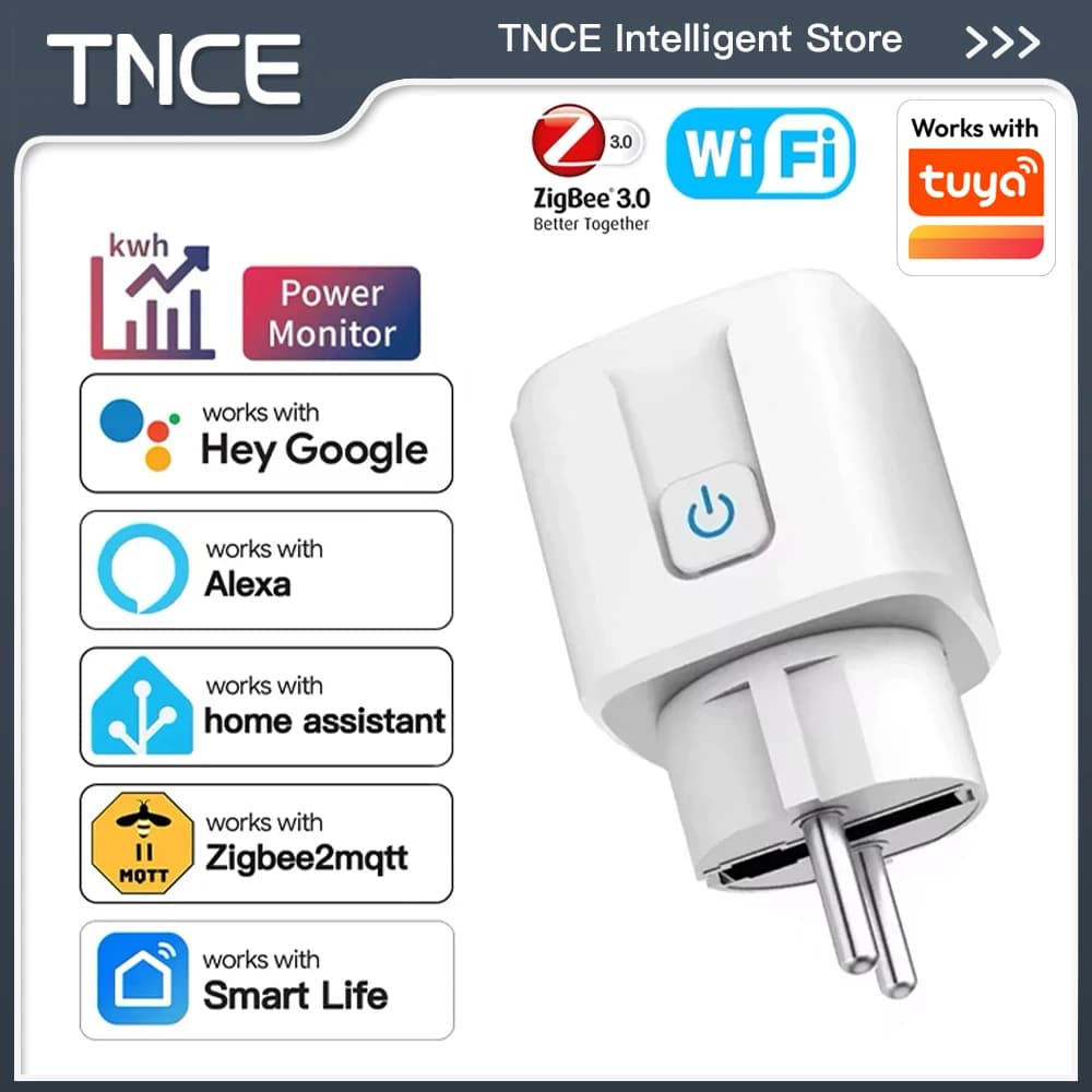 TNCE Tuya Smart WiFi or Zigbee3.0 EU 16/20A, Energy Consumption Monitoring, Timer Function, Vocal Control with Alexa and Google Home