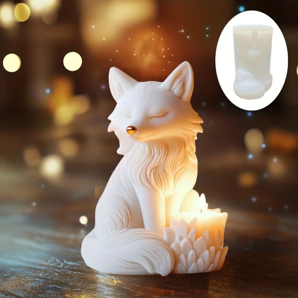 Elegant fox-shaped candle mold Silicone mold Cute cute glasses Small fox scented candle print Nice fox resin chalk cement mold