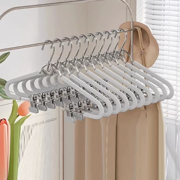 5pcs Metal Pants Racks Wind Proof Multi-purpose Skirt Racks for Clothes Drying Trousers Wardrobe Clip Anti-slip Clothes Hanger