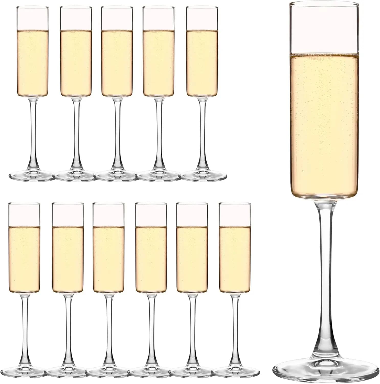Crystal Champagne Flutes Set of 12 - 185ml/6.5oz Hand Blown Champagne Glasses With Long Stem - Elegant Sparkling Wine Stemware for Party Wine Tasting Wedding New Years Eve Party Supplies- Unique Gift for Birthday,Anniversary
