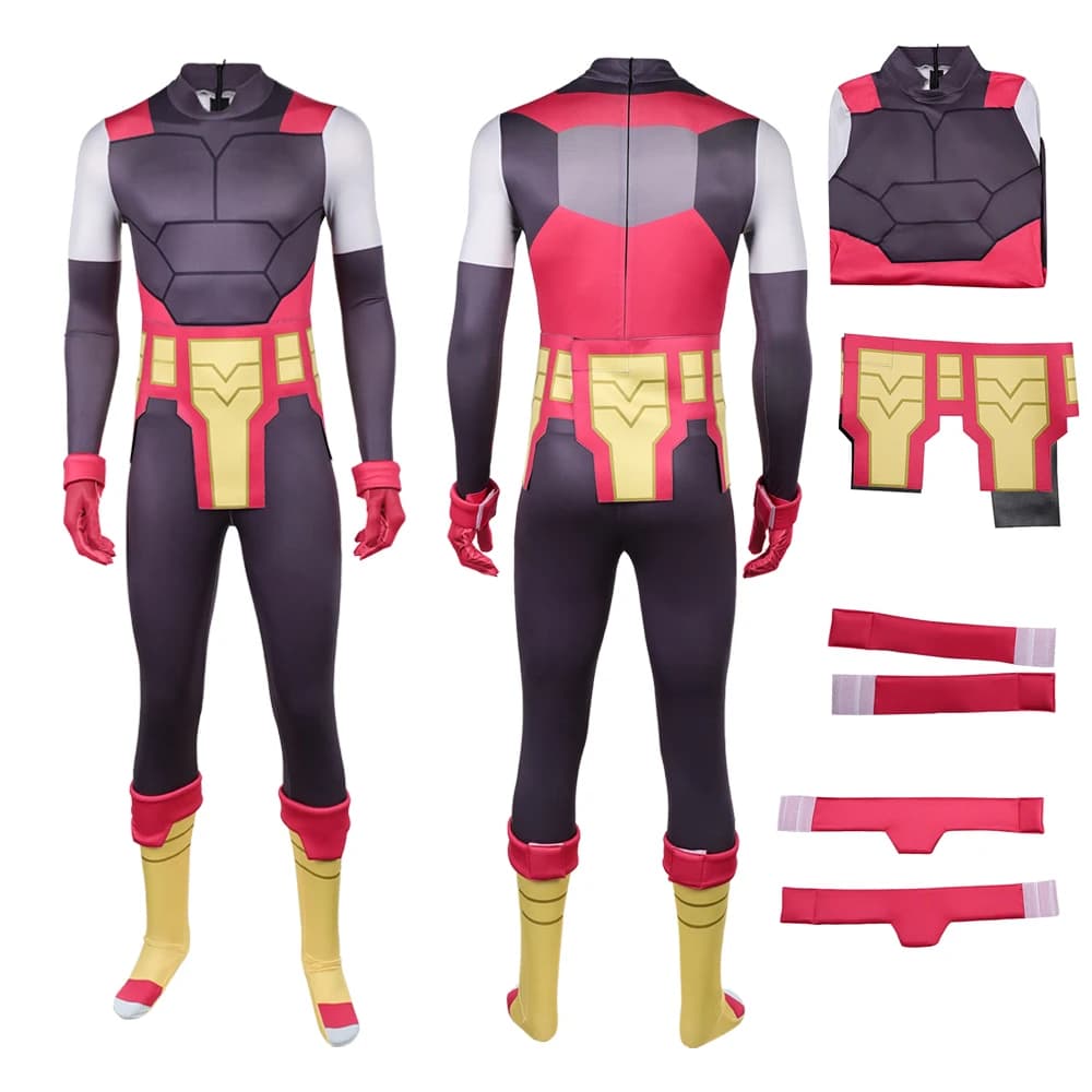Costume da Combattente Invincibile dei Cartoni Animati con Cintura per Uomo Adulto, Abbigliamento per Cosplay, Halloween, Festival, Carnevale e Feste