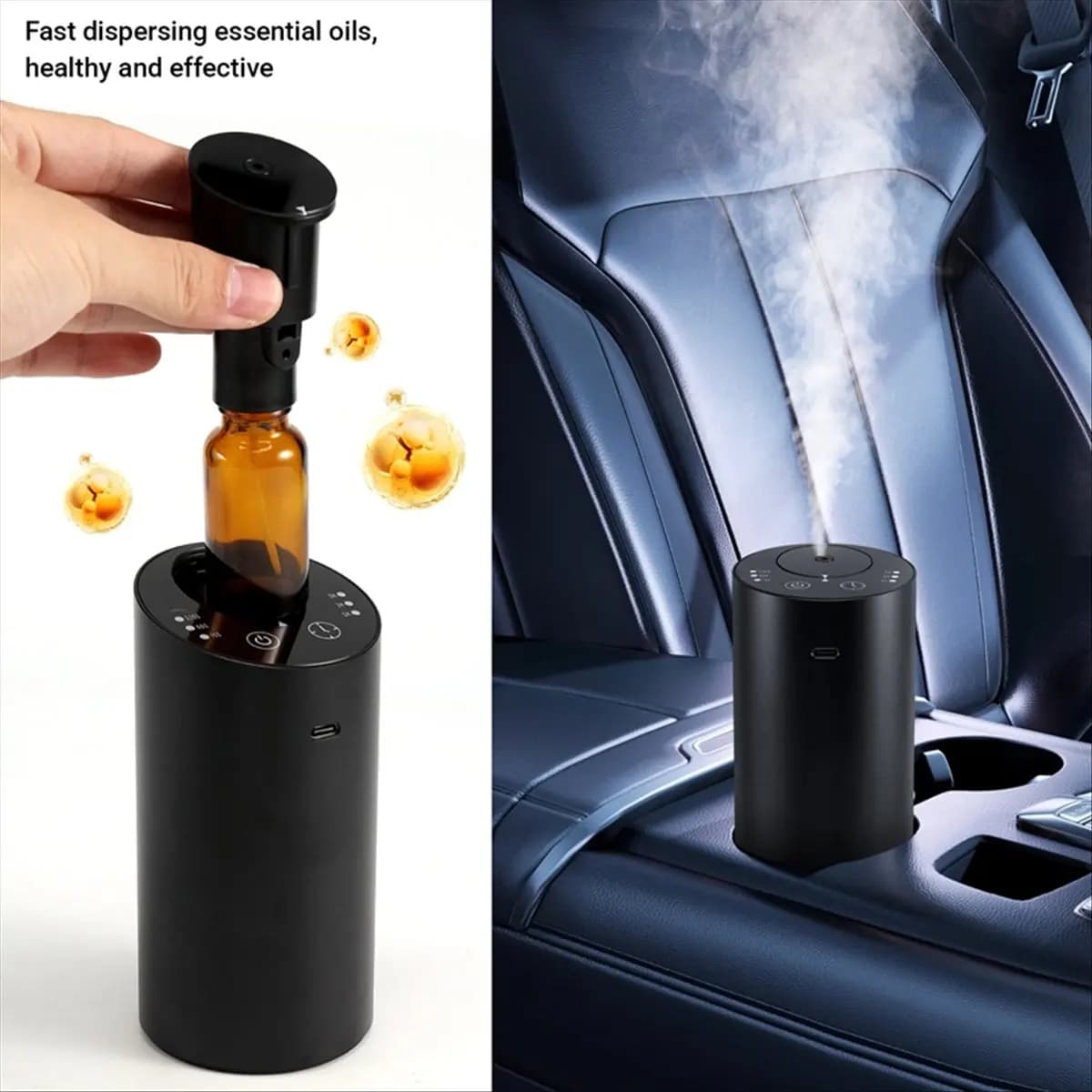 (A61K) Diffusore di Oli Essenziali per Auto, Deodorante per Ambienti Senza Acqua, USB, Aromaterapia, Nebulizzatore Ricaricabile per Casa e Yoga