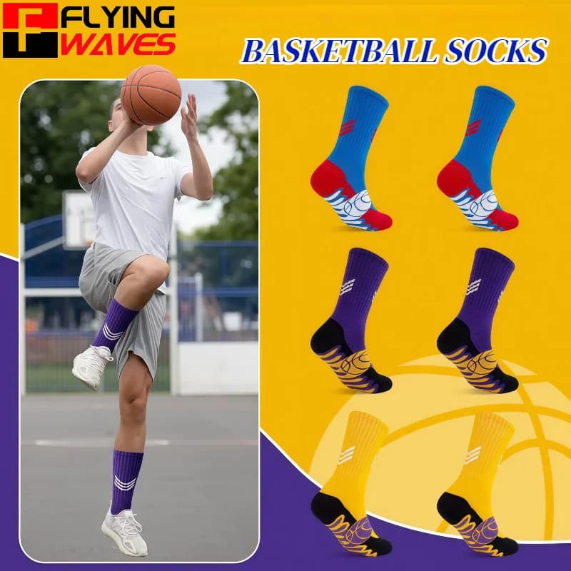 3 paia di calzini sportivi da bambino, calzini imbottiti da basket, da corsa, da allenamento, in cotone traspirante.