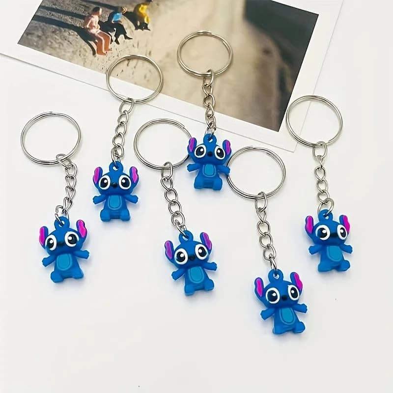 10pcs Disney Stitch Keychain, Cute Cartoon Luggage Accessories, Fashionable Backpack Charm, Decorations