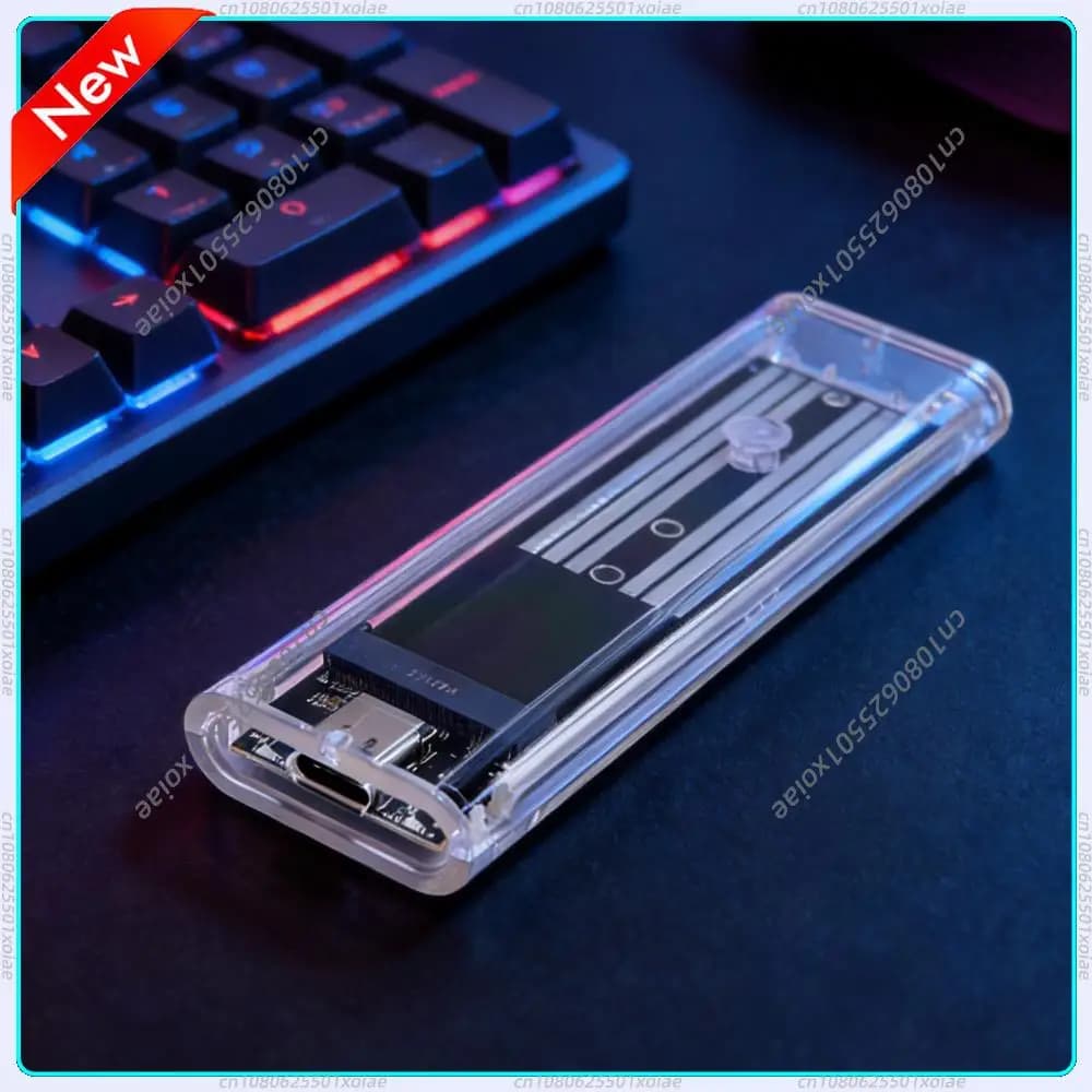 Case SSD M.2 NGFF SATA Type C USB 3.1 10Gbps Trasparente, Adattatore SSD Esterno per 2230 2242 2260 2280