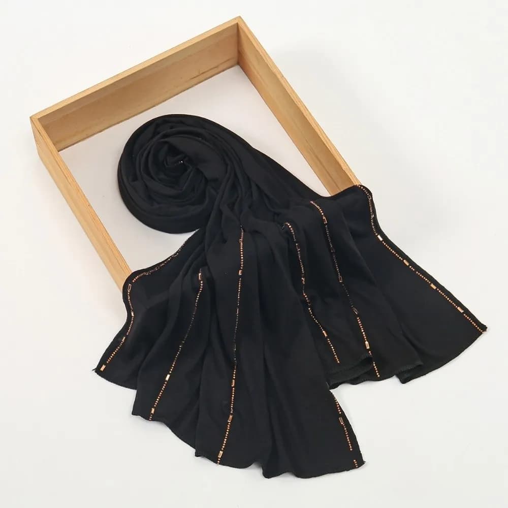 Breathable Soft Rhinestone Hijab Scarf Solid Color Stretch Fabric Stretch Shawl Modal Cotton Plain Design Long Muffler Scarf Use