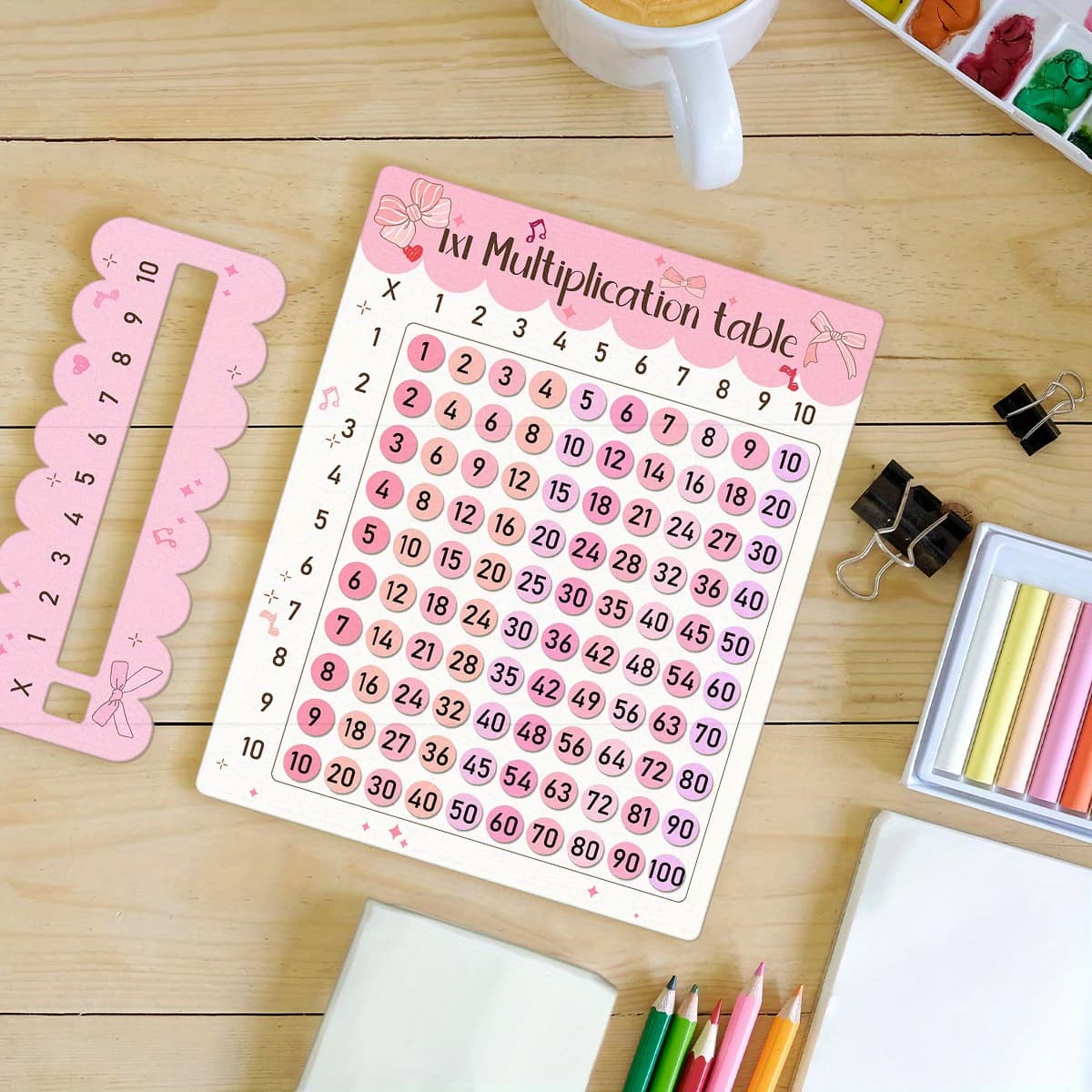Tavola di moltiplicazione in legno, perfetta per la matematica della prima elementare e come regalo per il ritorno a scuola, ideale per riunioni di famiglia e come accessorio per giochi.