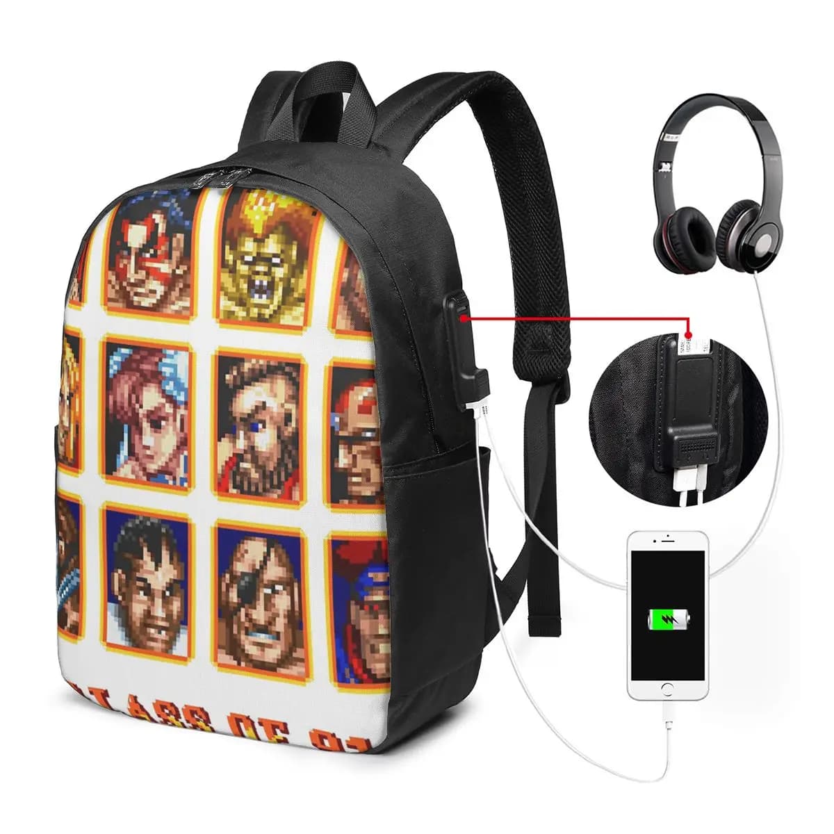 Zaino Defeated Portraits Super Street Fighter, borsa da viaggio per notebook, borsa per computer, borsa per studenti universitari, borsa per laptop
