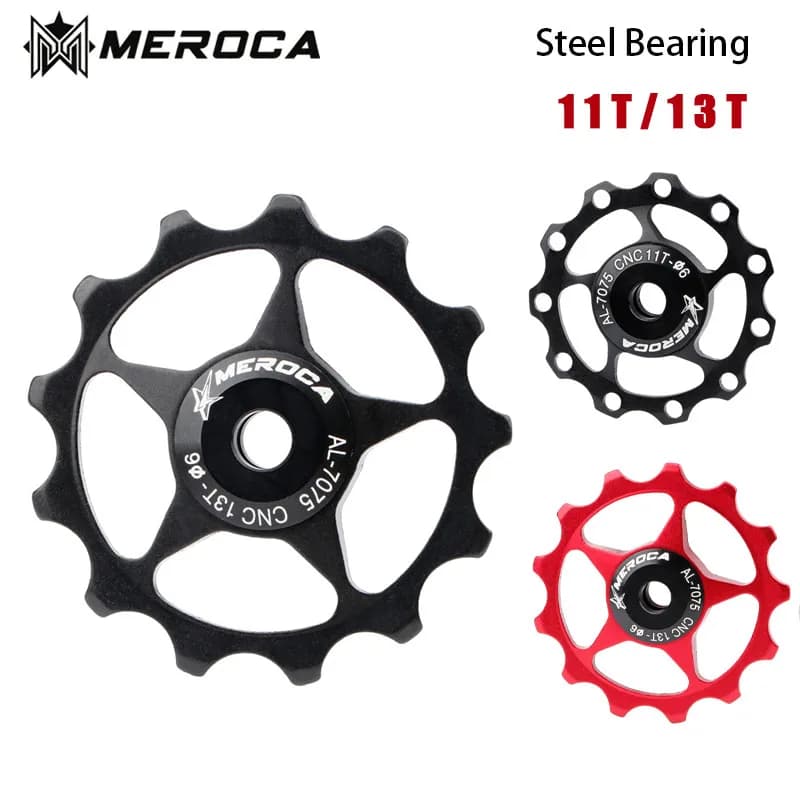MEROCA 11T 13T MTB bicicletta deragliatore posteriore ruota di guida puleggia cuscinetto in acciaio rullo bici da strada in alluminio per Shimano Sram