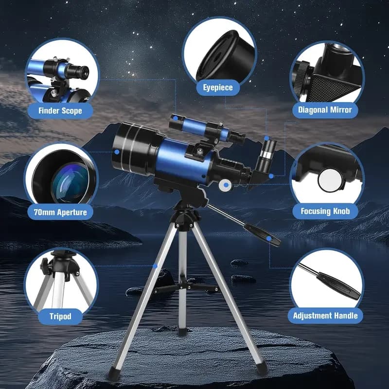 J 70300 Telescopio monoculare stonomico con treppiede e adattatore per telefono, telescopio portatile per avventure di osservazione delle stelle!