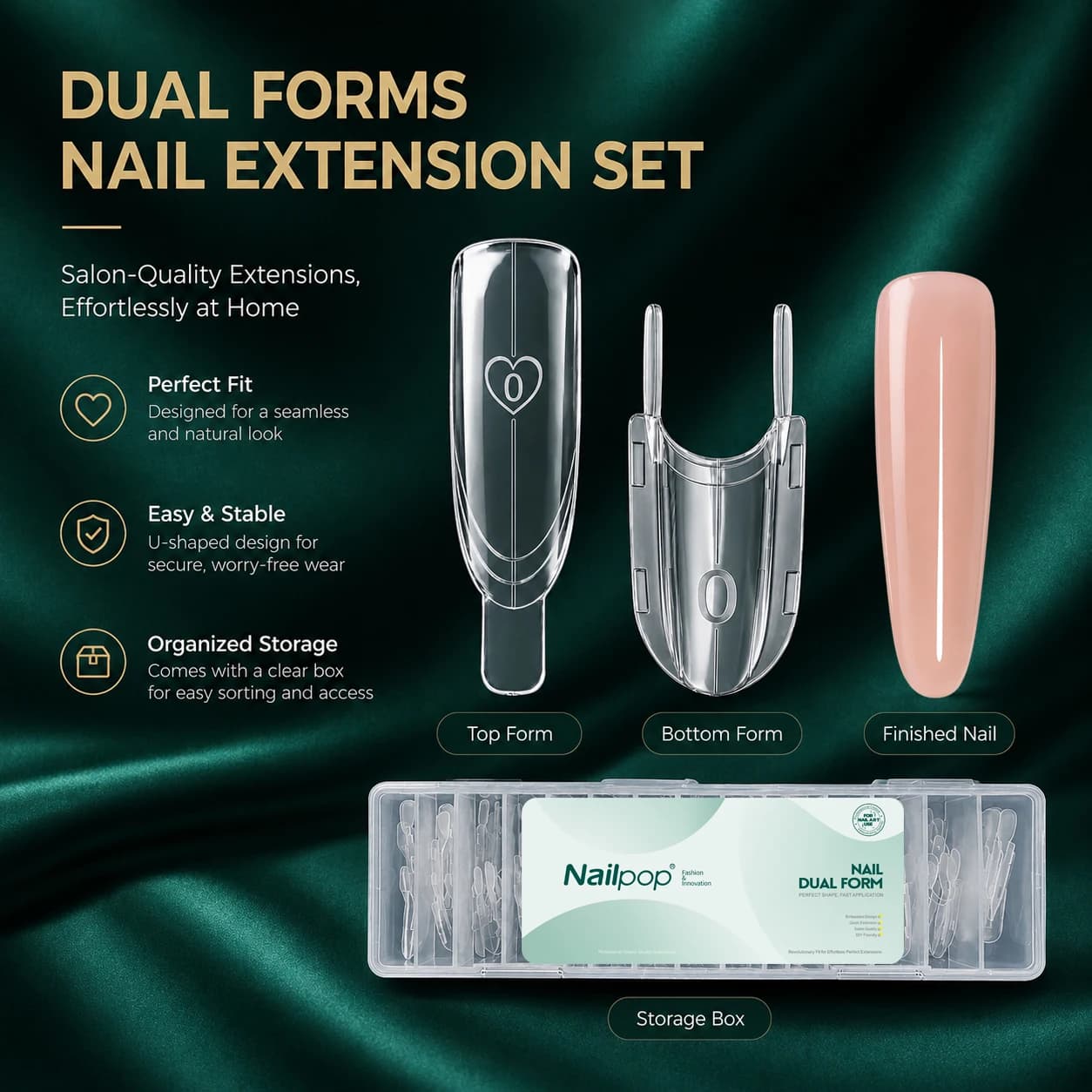 Nailpop 120Pcs Sandwich Nail Dual Forms 2026 New 15 Sizes Clear Rocket Shape Gel Extension Tips Builder Poly Nail Gel Salon DIY