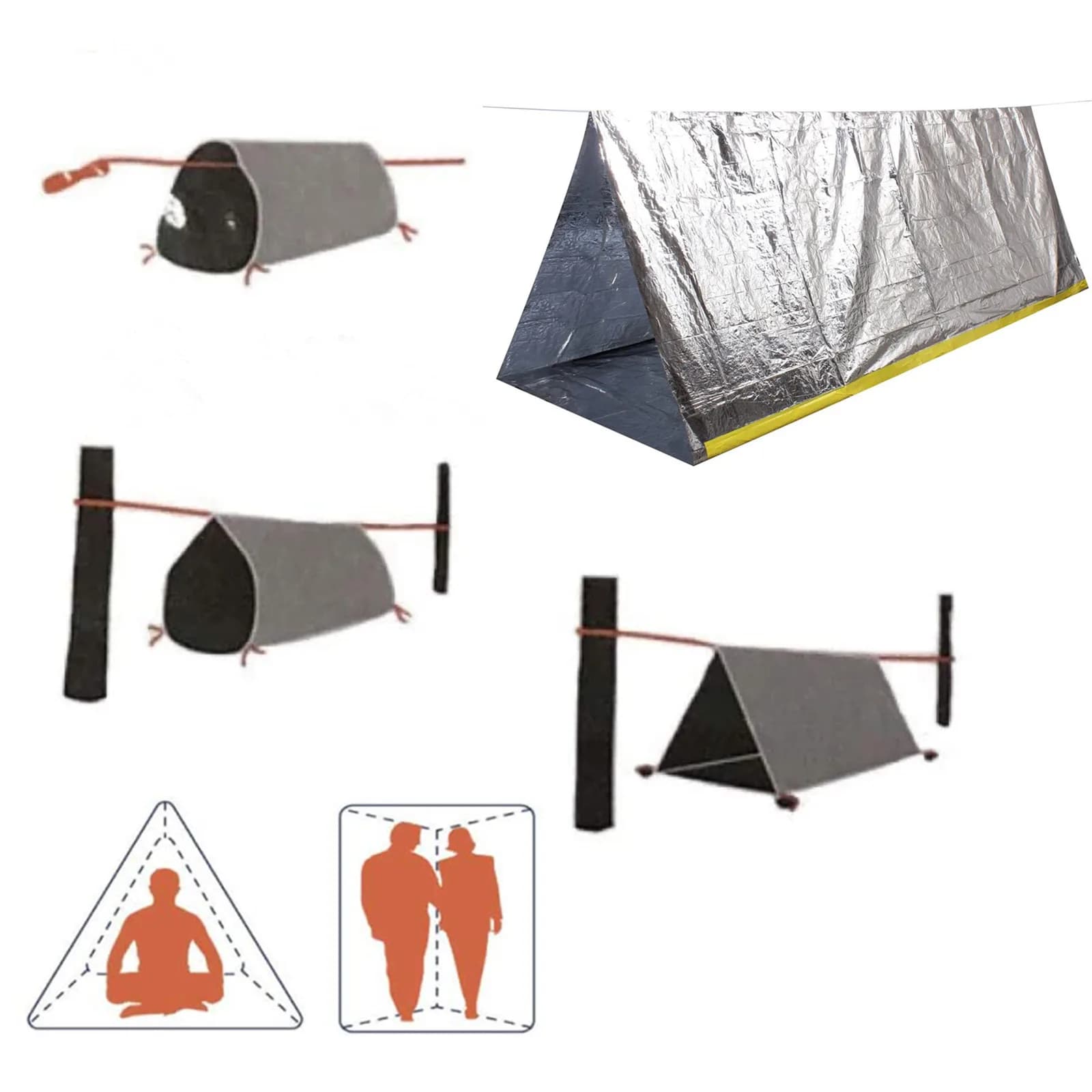 Tenda da Campeggio di Emergenza, Sacco a Pelo per Sopravvivenza, Coperta Termica Impermeabile, Bivy Sack, Attrezzo per Sopravvivenza all'Aperto, Equipaggiamento di Emergenza