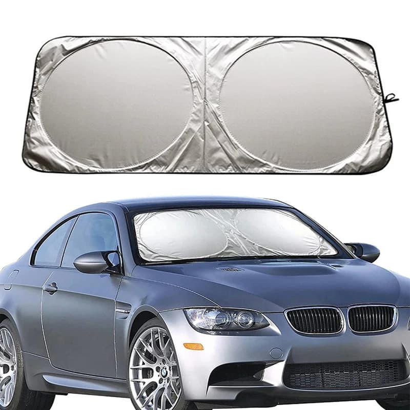 Auto Anteriore Parabrezza Parasole Blocchi UV Reflesso Auto Rivestito in Argento Doppio Cerchio Pieghevole Parasole Parasole Copertura Della Protezione