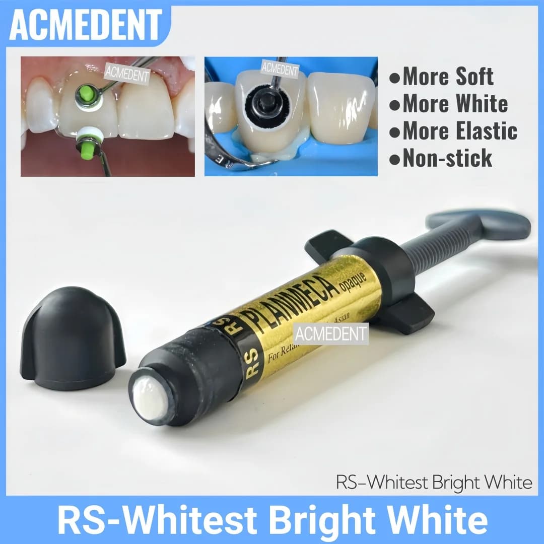 RS Dental Whitest Bright White Light Cure Composite Resin Veneer Teeth Whitening Restoration New Update Softer 4.5 g/sering