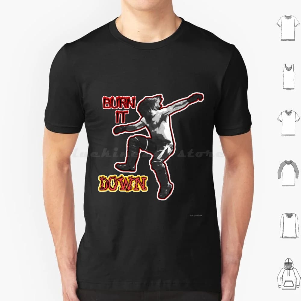 Burn It Down T Shirt Uomo Donna Bambini 6xl Wwf Wrestling Pro Wrestling Aew Too Sweet anni '80 Pop Punk Metal Culture Abs Allenamento attivo