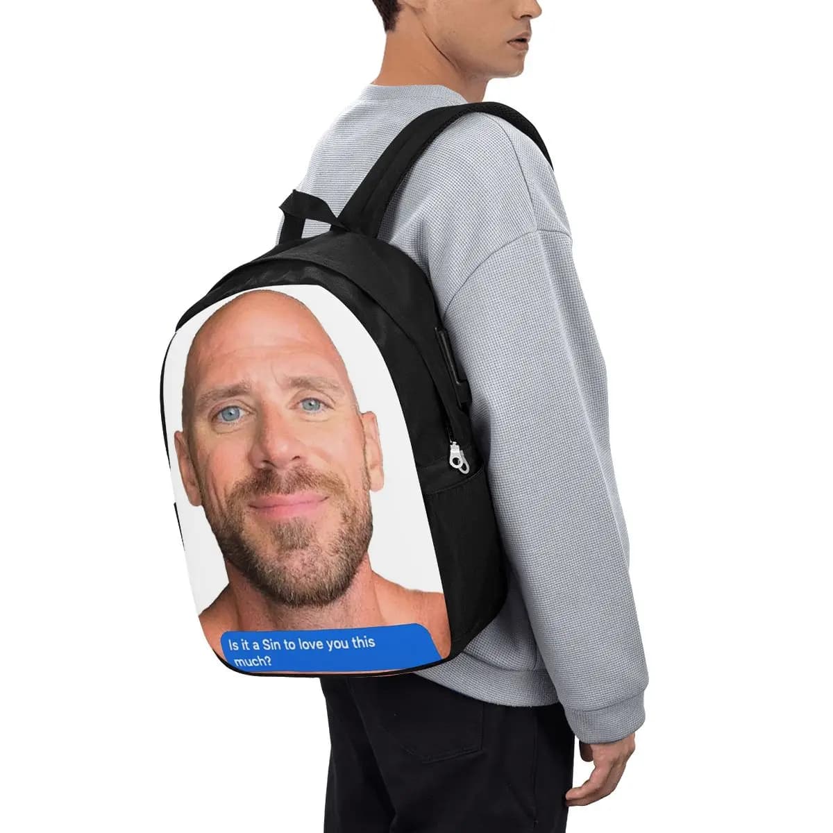 Zaino Johnny Sins Flirty Text Bubble, borsa da viaggio per notebook, borsa per computer, borsa da scuola per studenti universitari, borse a tracolla per laptop per uomo e donna