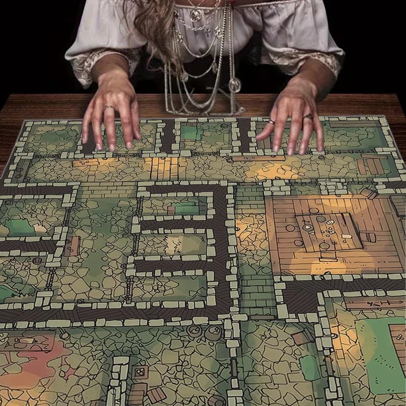 1 tovaglia da gioco Dungeon Maze – Tappetino Fantasy RPG per giochi da tavolo, D&D e decorazioni per la casa 50x50cm 90x90cm