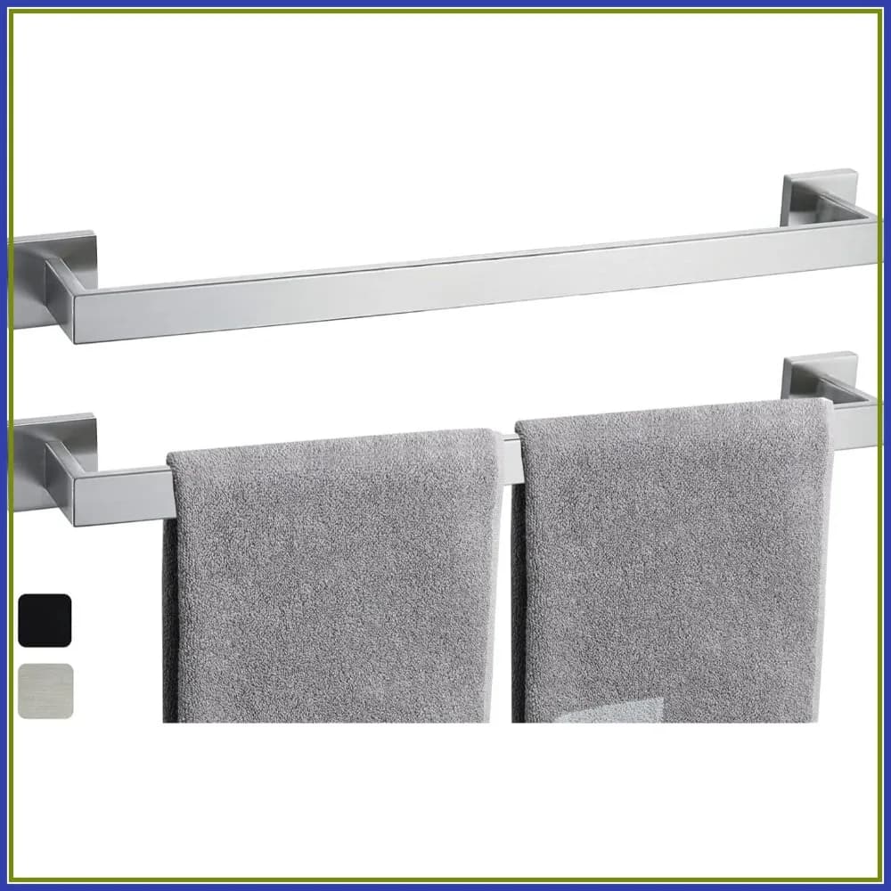 Set di 2 Portasciugamani da 28 Pollici per Bagno, Design Moderno Quadrato in Nichel Spazzolato SUS304 Antiruggine
