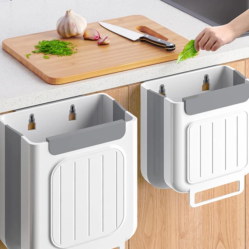 Risparmia spazio Cestino della spazzatura Bidone per il riciclo Cestino da cucina Cestino separato Grande appeso Rifiuti alimentari Giardino domestico Durevole Addensare