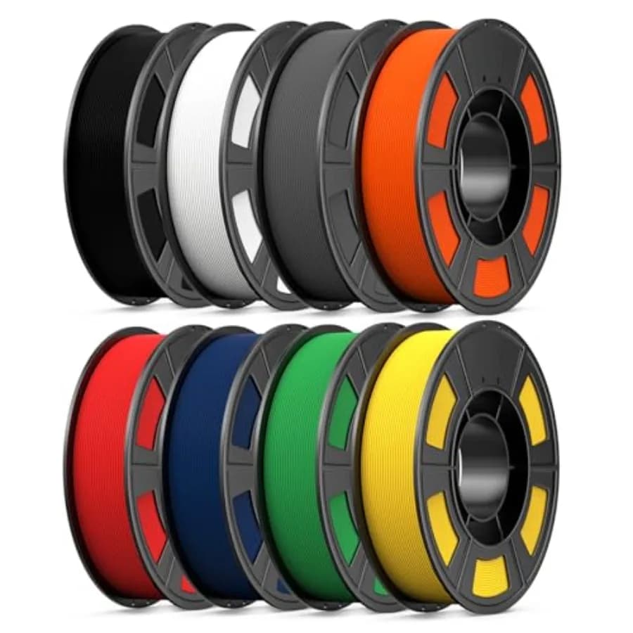 8 Color Bundle + 3D Printer Filament, Multicolor PLA+ Filament 1.75mm, Individually Vacuum Packed, 0.25kg per Spool, 8 Pack Bla