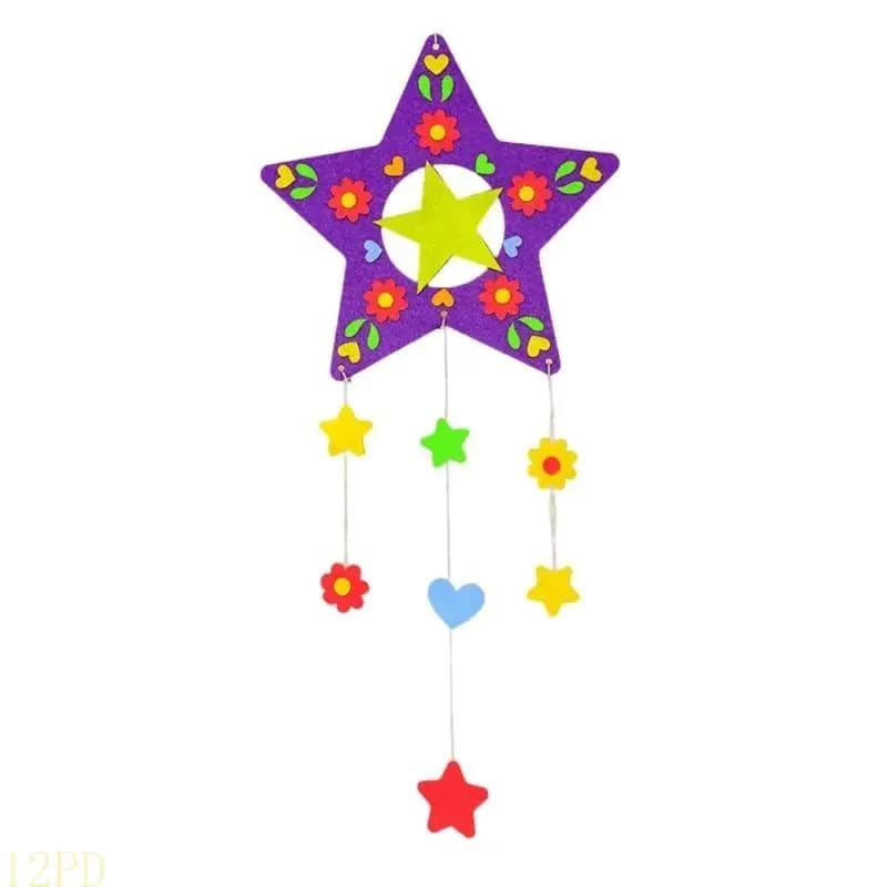 12PD Kids DIY Colorful Dreamcatchers Felt with Tassels Designs Handmade Ornament Set for Parties and School Projects