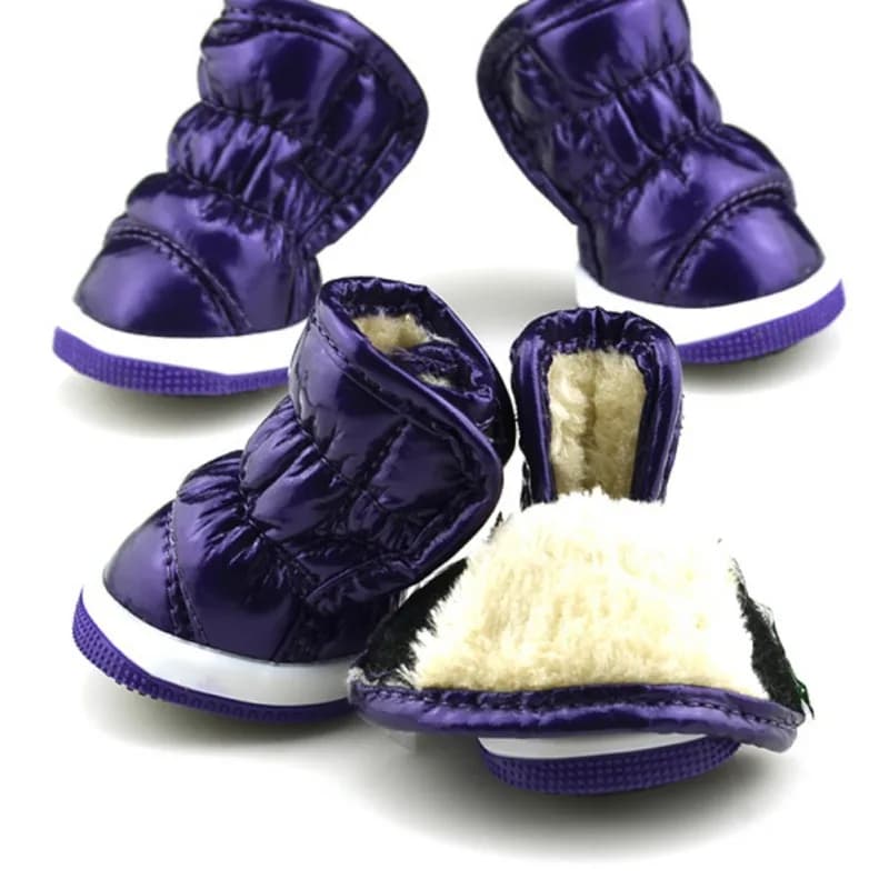 4 pcs/set Pet Dog Winter Rain Shoes Waterproof Snow Boots Hot Snow Boots Dog Puppy Shoes Small Dogs Medium Size Shoes
