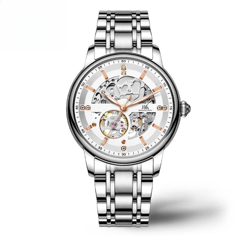 Orologio Shanghai da uomo della serie National, orologio meccanico sportivo alla moda con diamanti incastonati e movimento automatico 8855