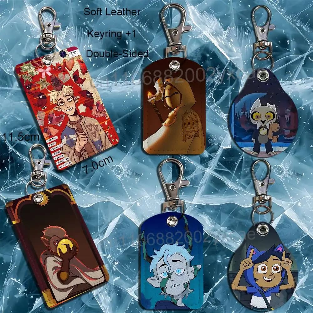 Flapjack Hunter Owl House Luz Noceda Leather Keychain Badge Holder with Lanyard - ID/Access Card Holder, Key Ring Accessory