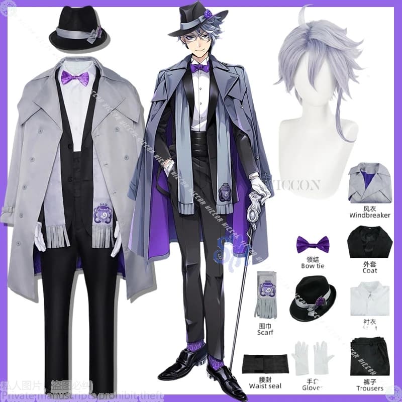 Azul Ashengrotto Gioco Cosplay Octavinelle Costume Anime Stile Britannico Cappotto Sciarpa Cappello Elegante Uniforme Moda Y2K Parrucche Halloween