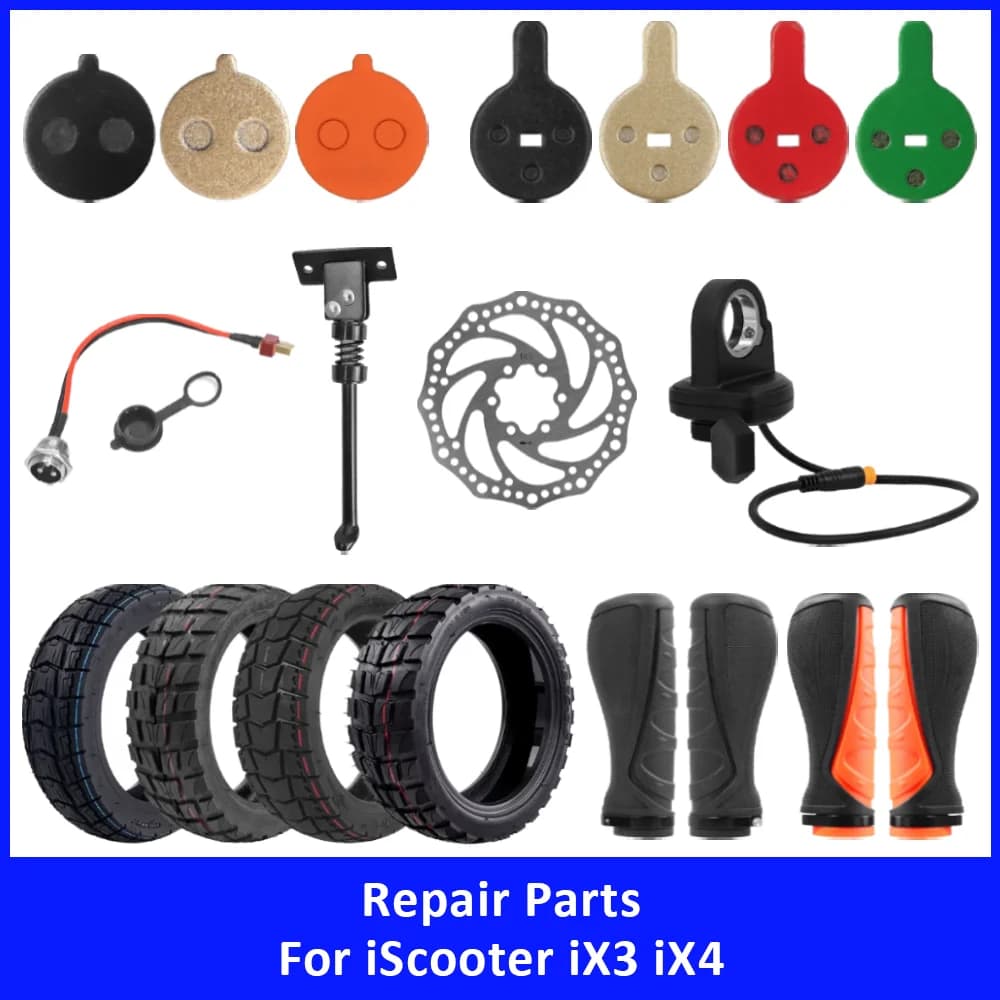Repair Parts for iScooter iX3 iX4 Throttle Foot Support Brake Pads 140mm Brake Disc Handle Cover Charging Port 10x2.75-6.5 Tire
