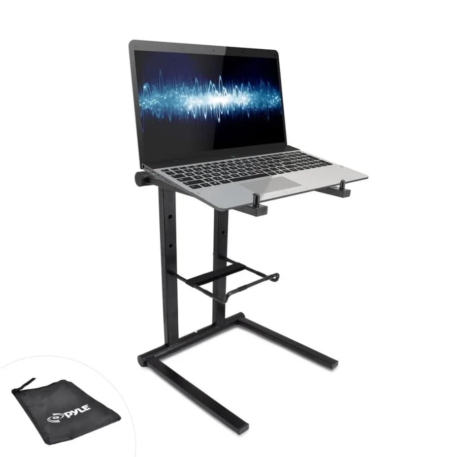 PLPTS35 - Universal Portable Foldable Professional DJ Laptop Stand with Second Accessory Tray