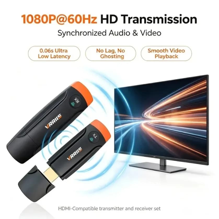 Wireless HDMI-Compatible Home Cinema Adapter, 1080P 60Hz Screen Casting, Plug and Play No App for Phone TV Projector Streaming