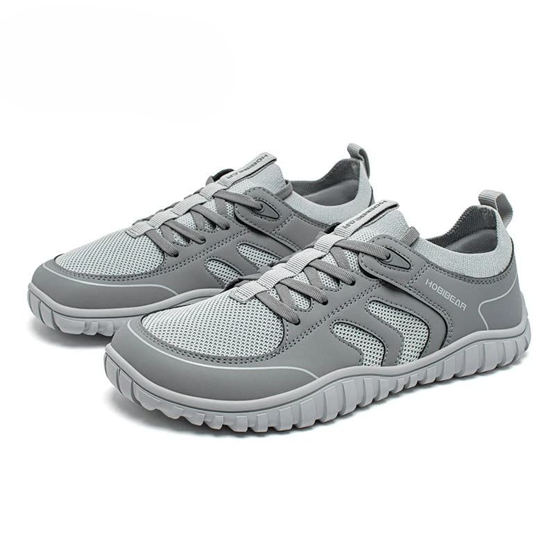 Wide Toe Running Sneakers Unisex Minimalist Mesh Breathable Shoes Artificial Leather Lace Up Walking Sneakers